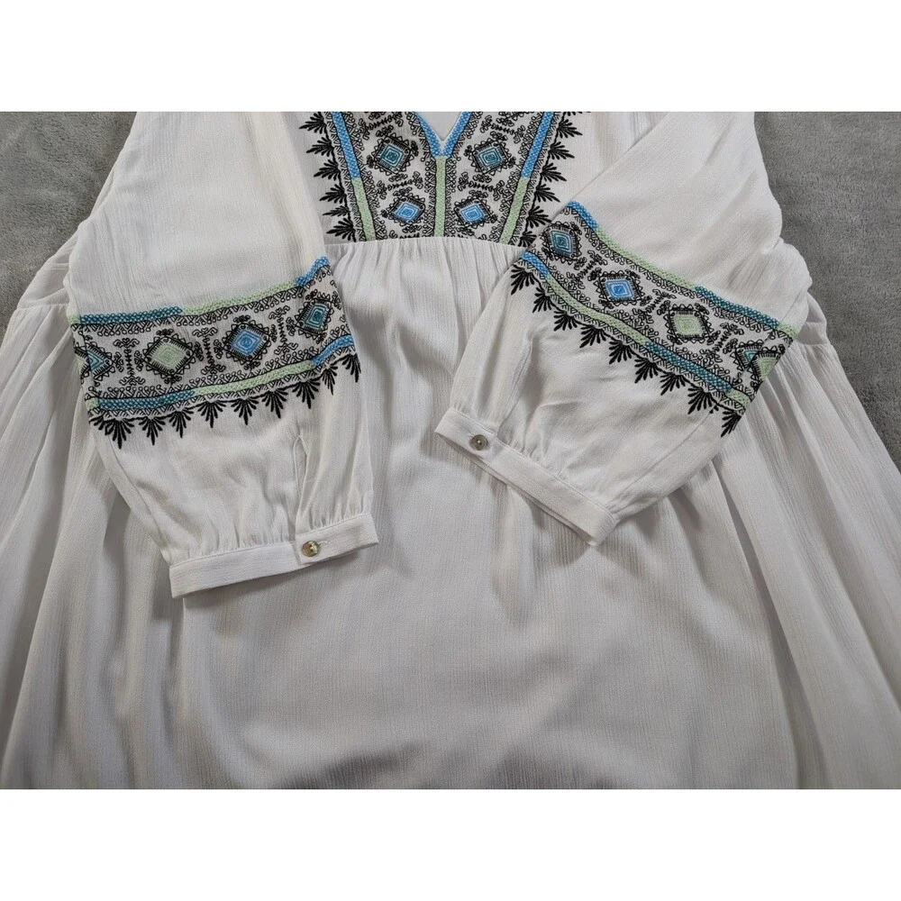 Soft Surroundings Dress Women's XL Daisha Gauze White Embroidery Boho Preppy - Picture 5 of 11